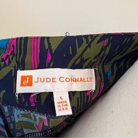 Jude Connally Abstract Feather Short Sleeve Shift Mini Dress Size Large - Picture 6 of 7